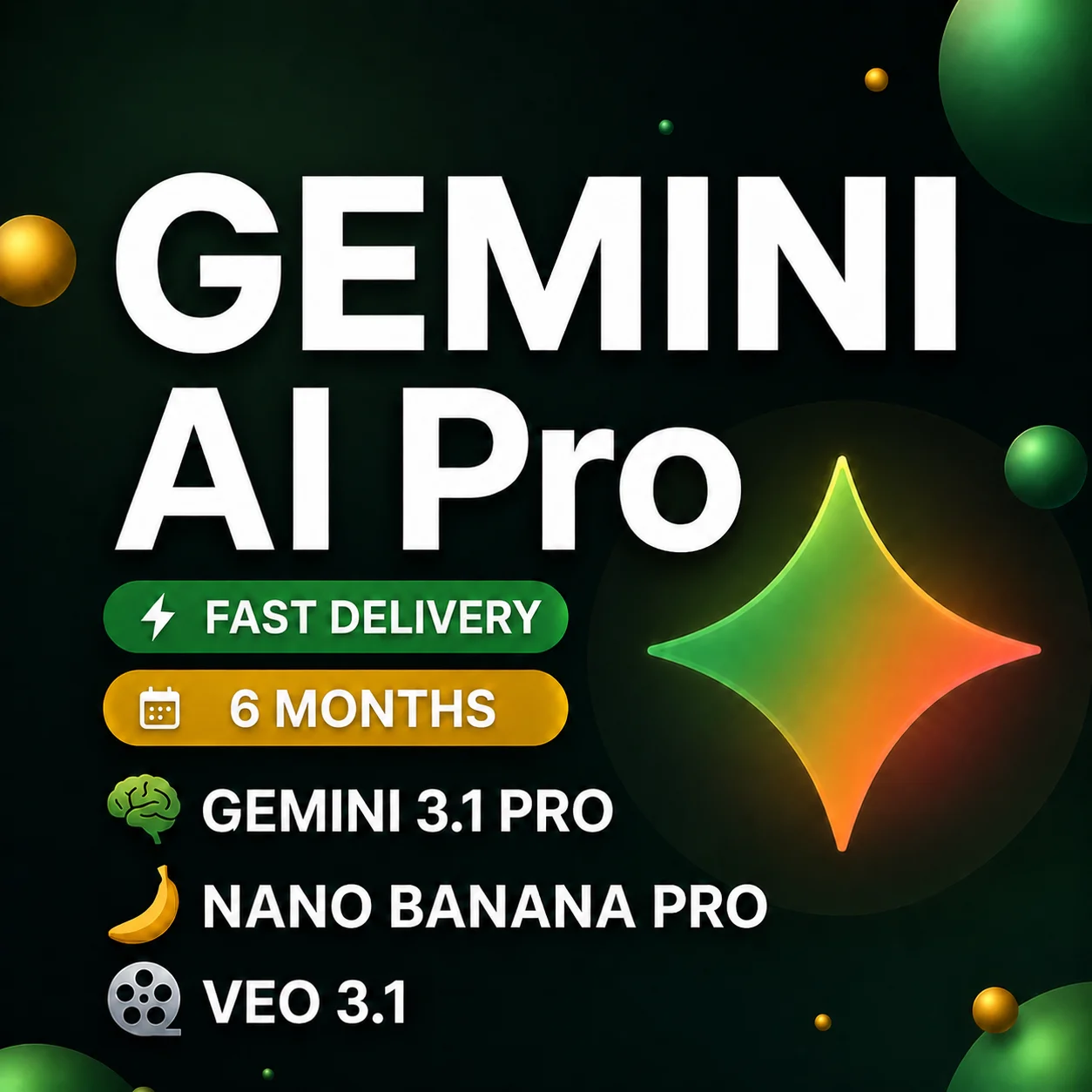 Без авторизации Gemini Ai Pro на 6 месяцев на ваш аккаунт | Gemini 3.1, Nano Banana