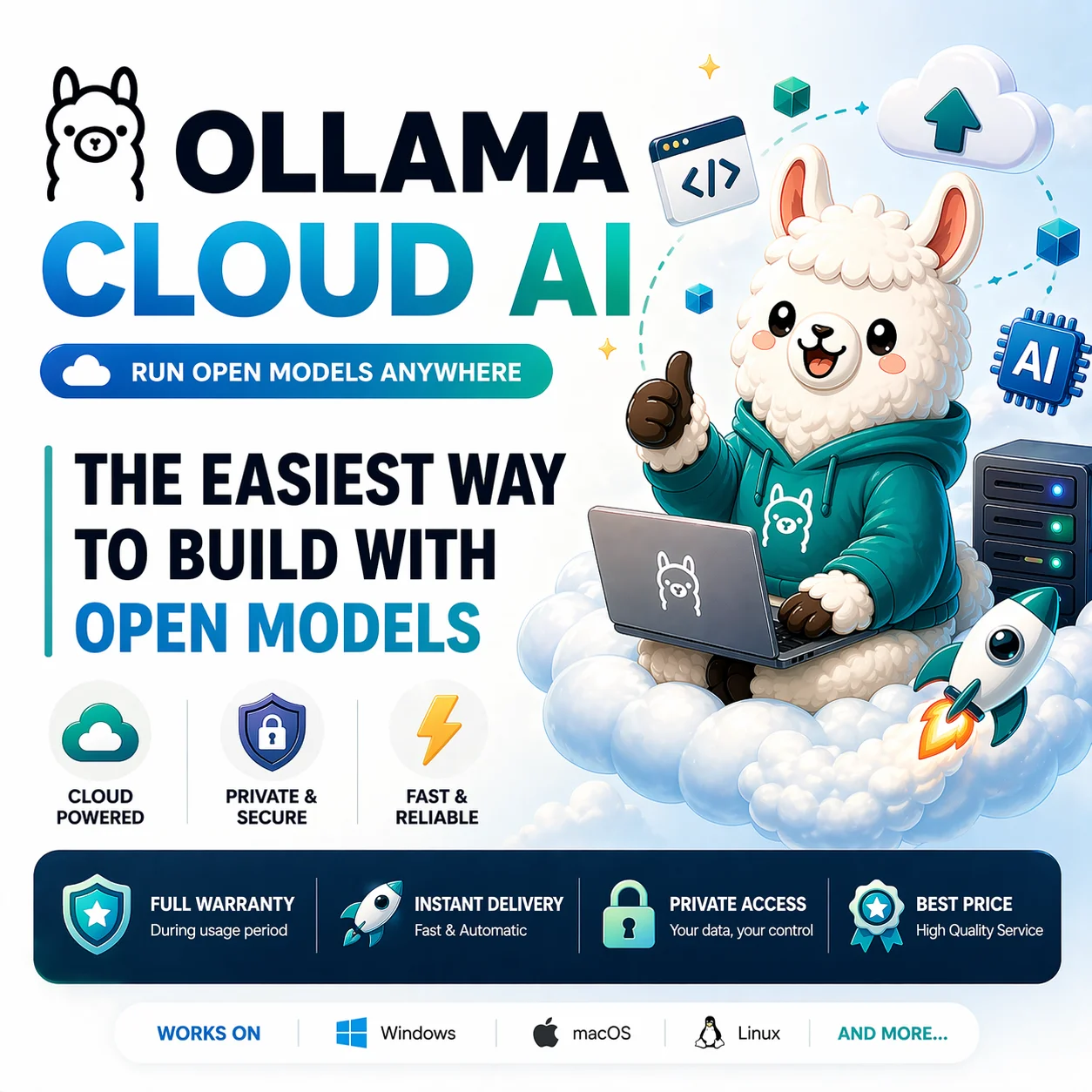 Ollama Cloud AI | Подписка Pro/Max на 1 месяц | Полная гарантия